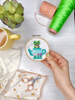 Frog Teapot Mini Cross Stitch Kit, 6 of 6