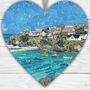 Port Isaac Hanging Wooden Heart Collage Art Of Cornwall, thumbnail 1 of 2