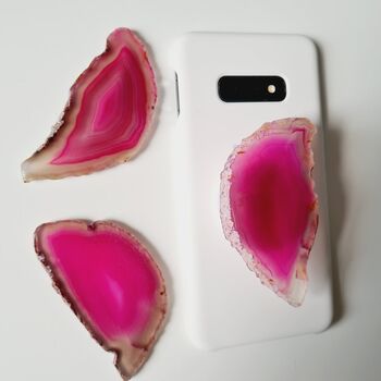 Pink Agate Stone Phone Holder Grip, 2 of 4