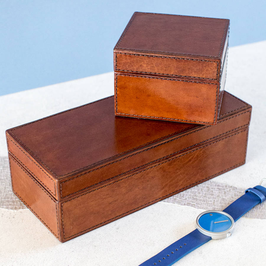 handmade leather travel watch box