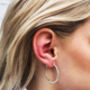 Small Battered Rose Gold Plated Silver Hoop Earrings, thumbnail 2 of 7