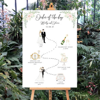 Illustrated Wedding 'Order Of The Day' Sign, 4 of 4
