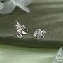 Mismatched Dragon Internally Threaded Flat Back Earrings In Sterling Silver, thumbnail 1 of 11