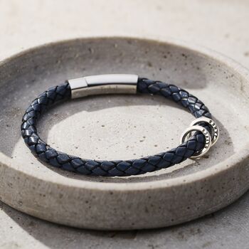 Men's Personalised Message Plaited Leather Bracelet, 2 of 9