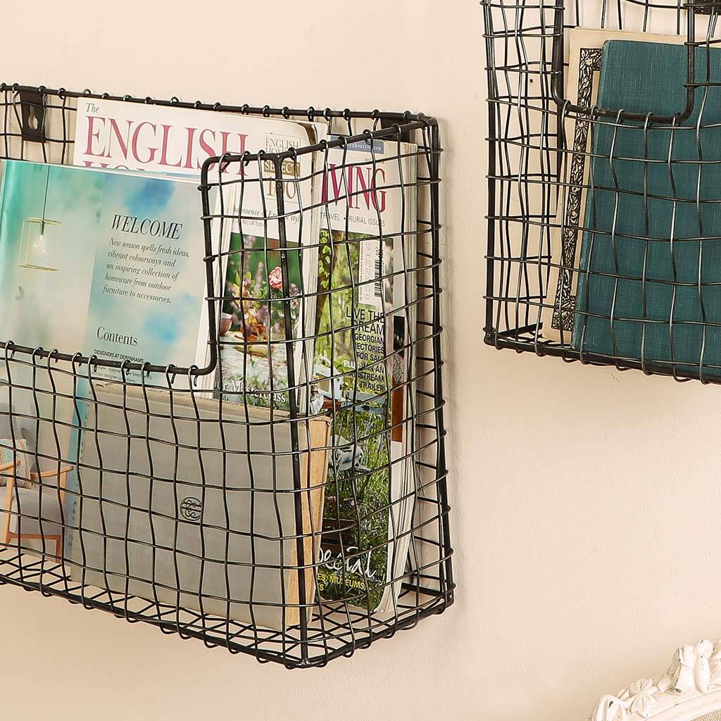Three Wall Mounted Home Office Storage Baskets By Dibor