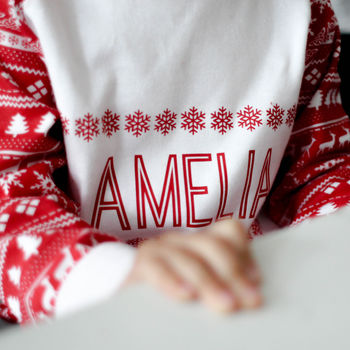Personalised Christmas Pyjamas, Snowflakes, 2 of 5