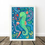 Seahorse Colourful Ocean Nursery Print, thumbnail 6 of 9