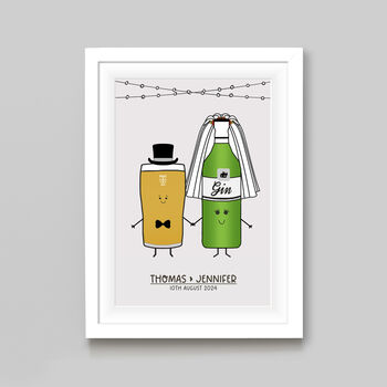Personalised Bride And Groom Wedding Print, 3 of 11
