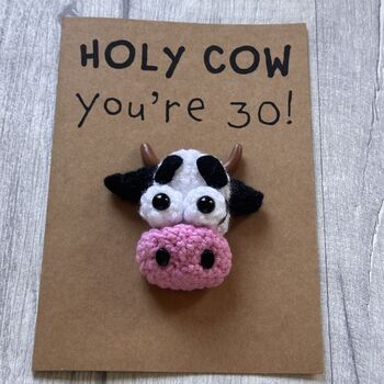 Personalised Age Cow Crochet Birthday Card Handmade, 12 of 12