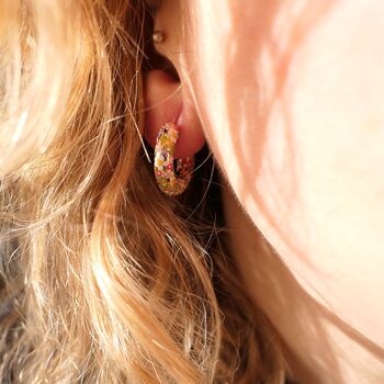 Wildflower Botanical Chunky Gold Hoop Earrings, 5 of 5