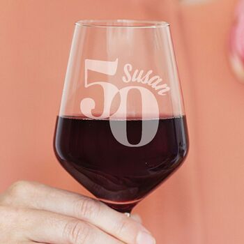 50th Birthday Personalised Wine Glass, 2 of 6