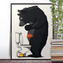 Black Bear Bathroom Poster, Toilet Humour Animal Print, thumbnail 1 of 6