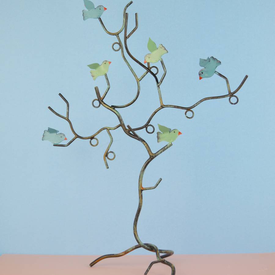 personalised bird tree jewellery stand two colours by not a jewellery