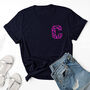 Ladies Neon Leopard Initial Letter T Shirt, thumbnail 1 of 3