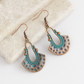 Antique Bronze And Turquoise Drop Earrings, 3 of 3