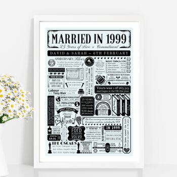 Personalised 25th Silver Wedding Anniversary Poster, 2 of 9