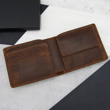 Personalised Brown Men's Leather Rfid Bifold Wallet, 2 of 5
