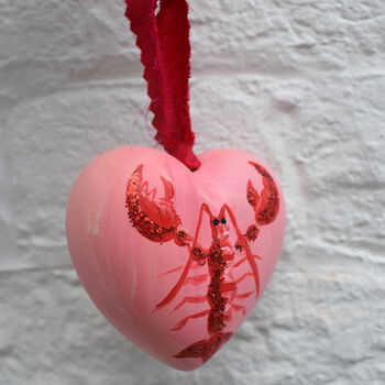 Ceramic Heart Shaped Lobster Bauble, 6 of 10