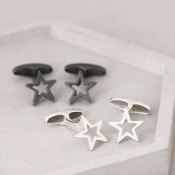 Sterling Silver Star Silver Cufflinks. Graduation Gift For Him, 6 of 10
