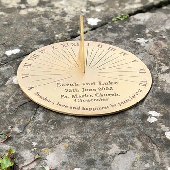 Personalised Wedding Sundial Engraved Brass, 6 of 6
