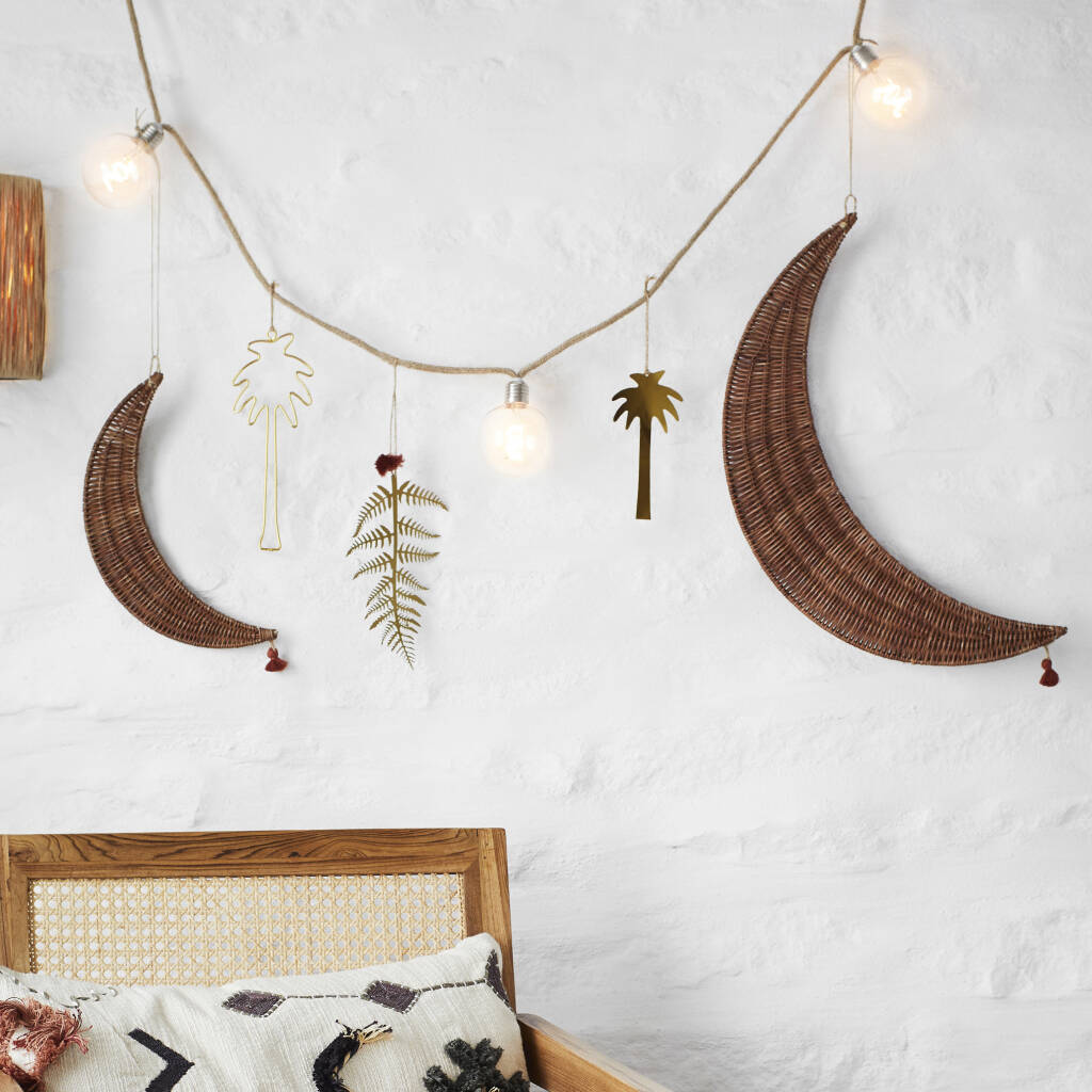 Set Of Two Hanging Rattan Moons, 1 of 3