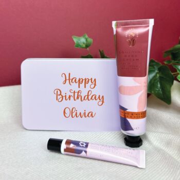 Personalised Hand And Lip Care Gift Set In A Tin, 2 of 4