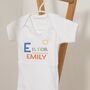 Personalised Alphabet Baby Grow – Baby’s Initial And Name, thumbnail 1 of 3