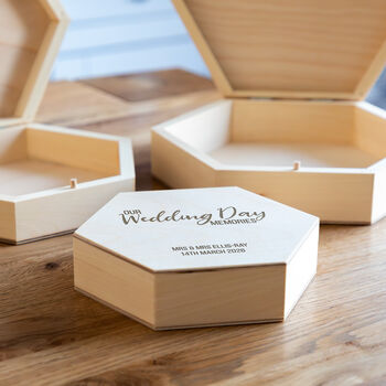 Personalised Our Wedding Day Memories Hexagon Keepsake Box Gift, 6 of 6