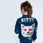 Personalised Kids Denim Jacket Reversible Sequin Cat, thumbnail 1 of 9