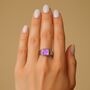 Gold Men's Purple Sugilite Gemstone Square Signet Ring, thumbnail 11 of 11