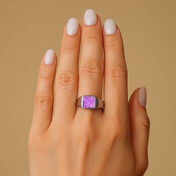 Gold Men's Purple Sugilite Gemstone Square Signet Ring, 11 of 11