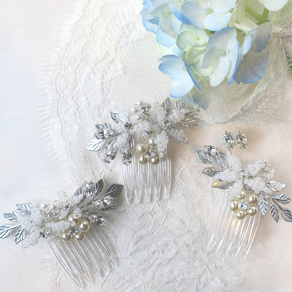 small guilded bridal floral hair combs by lucie green couture