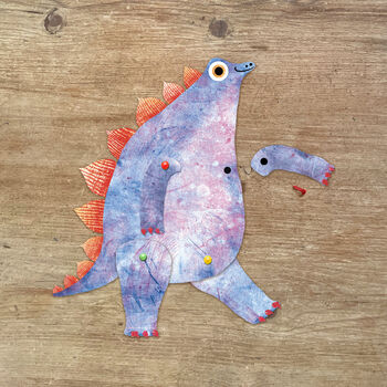 Dinosaur Split Pin Puppet A5 Activity Greeting Card, 3 of 4