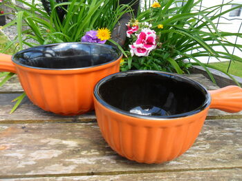 Set Of Two Reactive Glaze Brûlée Bowls In Spiced Orange, 6 of 9