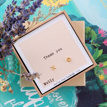 Gift Boxed 'Thank You' Kiss And Hug Earrings, 3 of 11