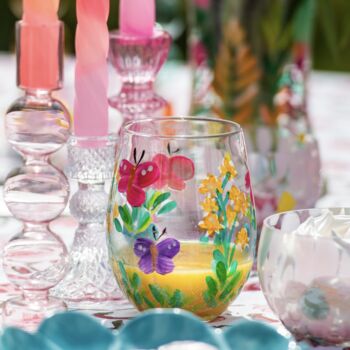 Hand Painted Flower Glass Tumblers, 2 of 9
