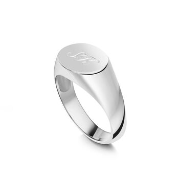 Oblate Personalised Signet Ring 925 Solid Silver, 3 of 6