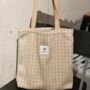 Beige Houndstooth Flannel Large Tote Bag For Women, thumbnail 7 of 9