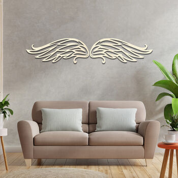 Heavenly Wings Wooden Wall Art Angelic Feathered Decor, 8 of 8