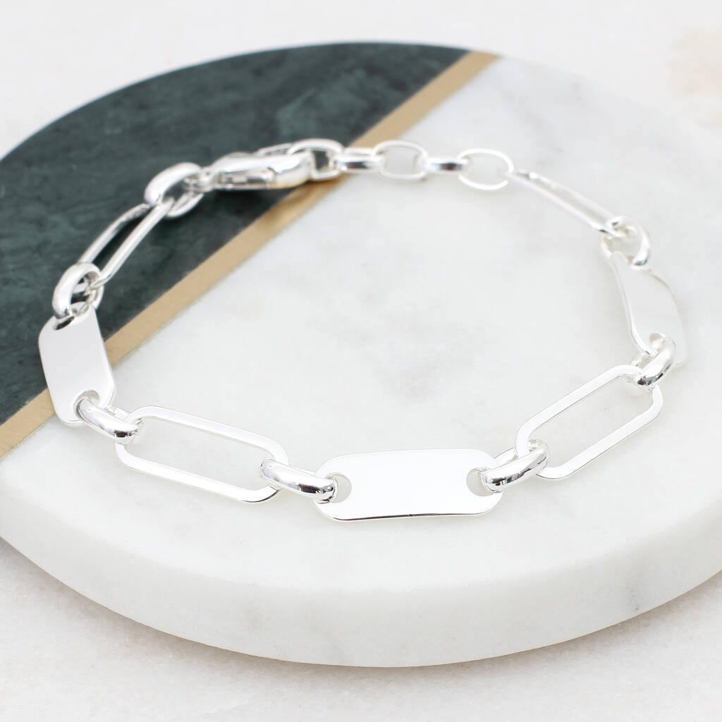 Sterling Silver Outline And Solid Link Bracelet By Hurleyburley