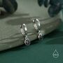 Sterling Silver Dangling Black Opal Hoop Earrings, thumbnail 5 of 12
