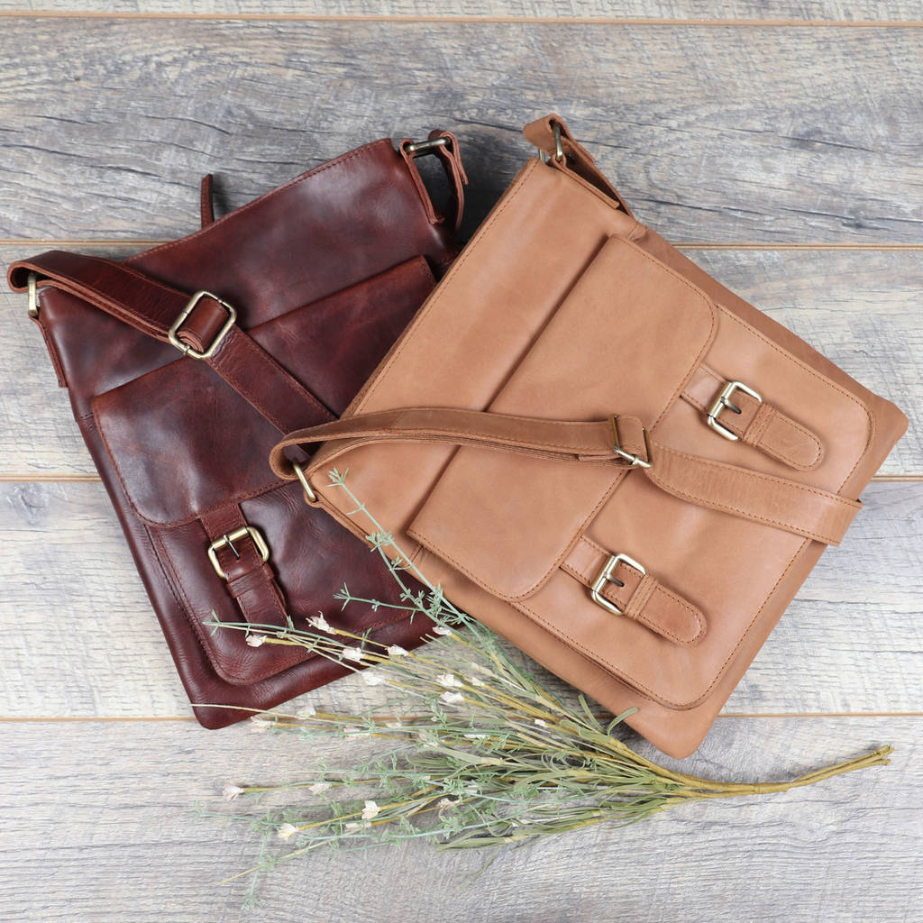 ashley leather across body messenger bag by the leather store