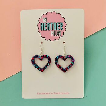 Small Glitter Heart Earrings *More Colours Available*, 5 of 5