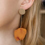 Dusky Orange Hand Painted Rose Petal Drop Earrings, thumbnail 3 of 3
