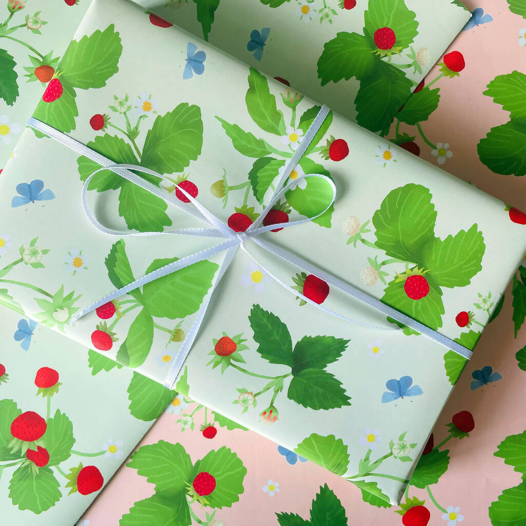 Strawberry Illustrated Wrapping Paper, 1 of 4