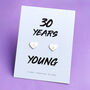 30 Years Young Sterling Silver Heart Earrings, thumbnail 1 of 5