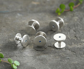 Classic Sapphire Cufflinks In Sterling Silver, 4 of 4