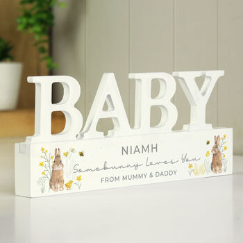 Personalised Spring Bunny Baby Wooden Ornament, 2 of 5