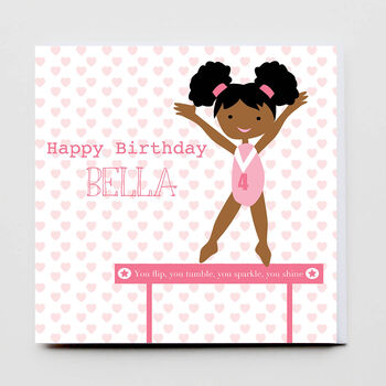 Gymnastic Birthday Girl Personalised Card, 2 of 3