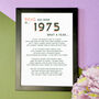 Personalised 50th Birthday Gift Print Poem Of 1975, thumbnail 2 of 5